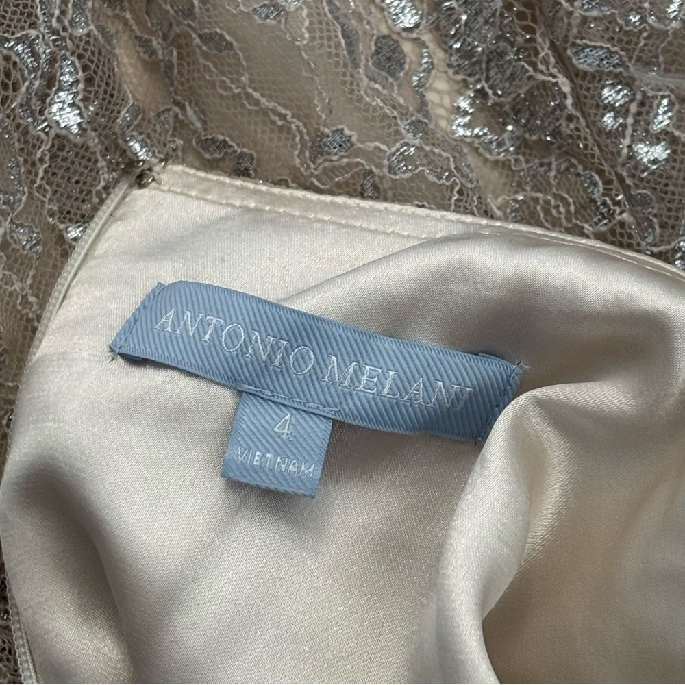 ANTONIO MELANI Metallic Lace Ruffled Maxi Gown Size 4 - Picture 5 of 6